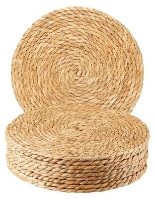 10er-Set runde gewebte Platzsets aus Wasserhyazinthe, 30 cm
