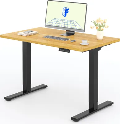 Produktbild von FLEXISPOT Elektrisch höhenverstellbarer Schreibtisch 120x80cm 100KG Tragkraft, Doppelmotor, 4 Memory Funktion, 25mm Einteilige Tischplatte (Ahorn)