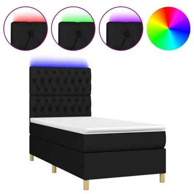 Obrázok produktu pre vidaXL Boxspring posteľ s matracom a LED čierna 90x200 cm látka