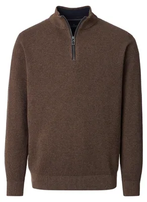 Produktbild von CASAMODA Herren Strick-Troyer Zipper Regular Baumwolle Braun 3XL