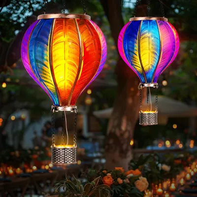 Immagine prodotto di Lanterna a forma di mongolfiera, extra grande - 46,5 x 13,8 cm - Lampada da esterno, illuminazione d'atmosfera