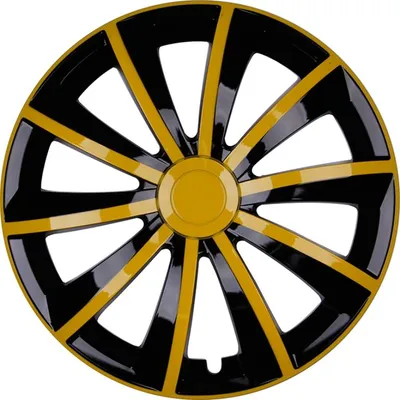 Produktbild von 4x PREMIUM DESIGN Radkappen Radzierblenden Blenden Gral 15 ZOLL #35 Gelb Schwarz