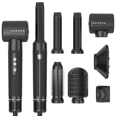 Produktbild von Lockenbürste Föhnbürste Rundbürste - 7 in 1 - Volumenbürste - Schwarz