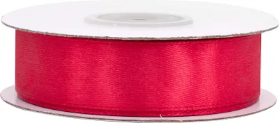 18mm breites, 50m langes, einseitig glänzendes dunkelrotes Satinband auf Rolle. Perfekt für Bastelprojekte und Geschenkverpackungen