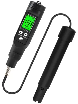 Productafbeelding van Zuurstofmeter Waterkwaliteit - Water Tester - Aquarium Onderhoud - Slimme Draadloze Connectiviteit - 15 cm Sonde - Zwart