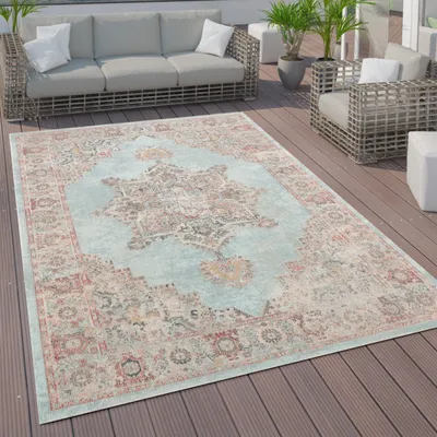 Produktbild von In- und Outdoor-Teppich, Kurzflor Mit Orient Design In versch. Farben und Größen Grösse 200 cm Rund