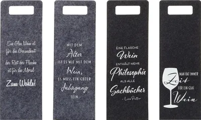 Produktbild von 4 Stück Flaschentasche aus Filz mit Spruch Geschenktasche für Weinflasche