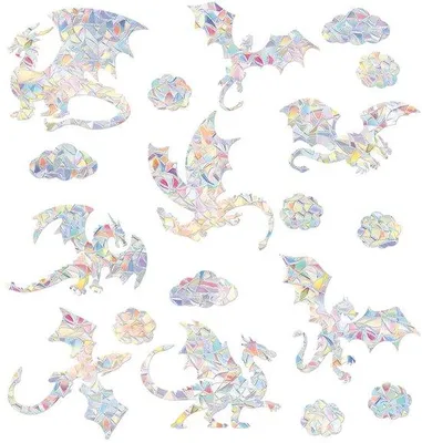 Produktbild von Leuchtende Drachen Fensterfolien Wolken Selbstklebende Glitzerstickers