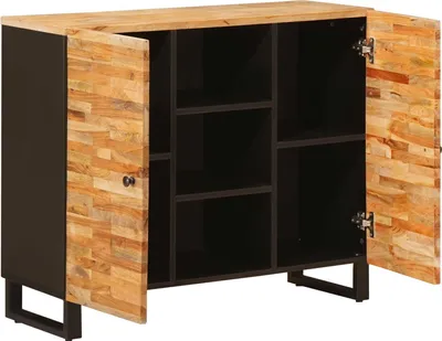 Image de Armoire d'appoint vidaXL avec porte, marron, 90 x 33 x 75 cm, bois massif de manguier