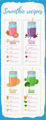 Produktbild von vianmo Holzschild 27x10 cm Smoothie Recipe Berry Orange Essen Trinken