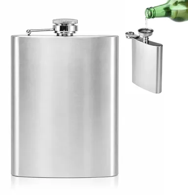 Edelstahl-Flachmann 304, 226 ml, Silber, für Whisky & Co.