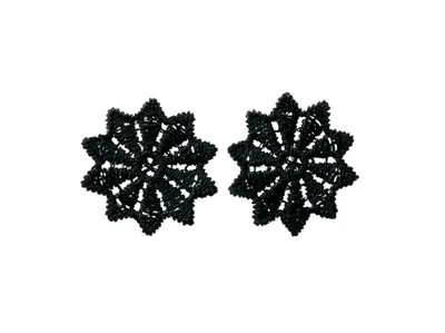 Produktbild von Mono Quick 04324 2er Häkelsterne, schwarz, Bügelbild, Patch, ca. 2,0 x 2,0 cm Stern