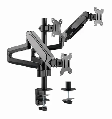 Produktbild von Gembird MA-DA3-01 Nastavitelné montážní rameno na stůl pro 3 monitory (plný pohyb), 17”-27”, až