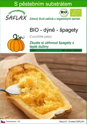 Obrázek produktu pro SAFLAX - BIO - dýně - špagety - Cucurbita pepo - 5 Semena - S pěstebním substrátem bez klíčků