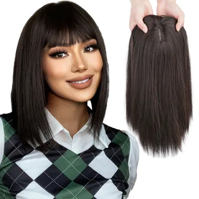 Produktbild von Paruka na predĺženie vlasov - Na rednúce vlasy alebo na zakrytie plešiny 40 cm - Tmavo hnedá