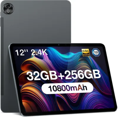 Tablet 12 Zoll 32 GB RAM 256 GB ROM (2 TB TF) Helio G99 Octa-Core Android 13 Gaming Tablet, 10800 mAh, 2,4K Display, 16 MP + 8 MP Dual SIM Tablet PC