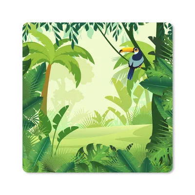Produktbild von MuchoWow® Mauspad Mousepad Dschungel - Tukan - Vogel - Jungen - Mädchen - Kind 30x30 cm - Mousepads - Maus Mat - Pad - Mausunterlage - Gaming