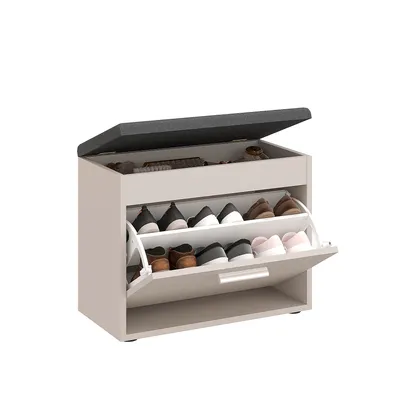 Produktbild von KOMTO Schuhbank mit Sitzfläche Cashmere – Schuhschrank mit Sitzbank, Schuhbank mit Klappe, Schuhregal mit Stauraum | Sofia 60K
