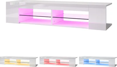 Produktbild von SONNI TV-Schränke Weiß Hochglanz mit LED Beleuchtung 135cm Breite