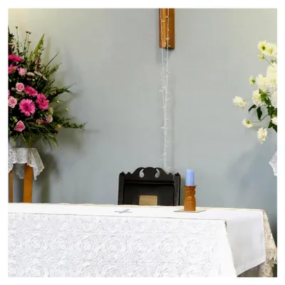 Produktbild von Weiße Tischdecke für die Kommunion, Altarläufer, Tischläufer für Kirche und Taufzeremonien (157,7 x 61 cm)