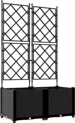 Produktbild von vidaXL Garten-Pflanzgefäß 2 pcs Schwarz 80 x 40 x 143 cm Kunststoff