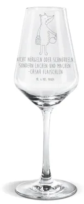 Produktbild von Mr. & Mrs. Panda Weinglas Fuchs Laterne - Transparent - Geschenk, wein glas, Positiv, Sankt Martin, Optimistisch, Für Weißwein, Kelch, Weißweinkelch