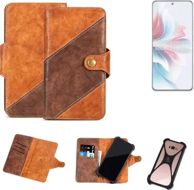Produktbild von K-S-Trade Handyhülle Schutzhülle Bookstyle Case Wallet-Case kompatibel mit Oppo Reno11 A Cover Klapphülle Kantenschutz Smartphone dunkelbraun braun