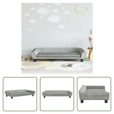 Immagine prodotto di The Living Store Divano per bambini grigio chiaro 100x50x26 cm in velluto