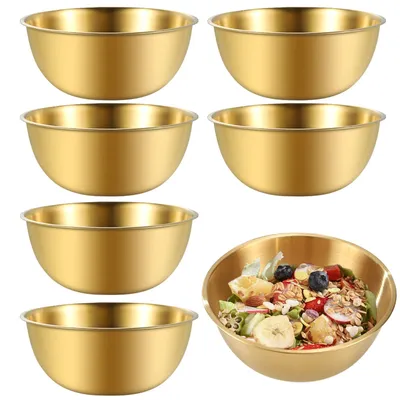 6-teiliges Edelstahl-Schüsselset Ø 17 cm, stapelbar, gold
