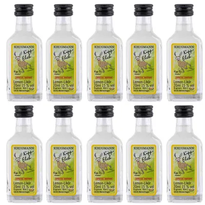 Produktbild von Krugmann 10 x Kipp-Elch Lemon Likör 15% Vol. Shot Kurzer Party á 0,2 L