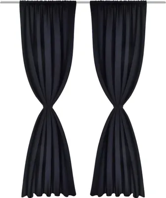 Obrázek produktu pro vidaXL Zatemňovací závěsy s poutky 135 x 245 cm Černá zatemňovací clona