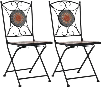 Image de Chaises de bistrot en mosaïque 2 pcs. Orange / gris