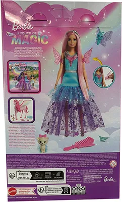 Immagine prodotto di Barbie Un Tocco Di Magia con abito scintillante, animali magici, cerchietto, fermaglio per capelli, Mattel JCW48