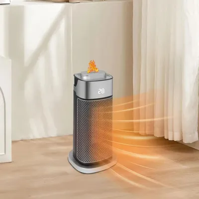 Zdjęcie produktu dla Elektryczny grzejnik termowentylatorowy – grzejnik elektryczny PTC o mocy 2000 W do pomieszczeń wewnętrznych – przenośny – timer – wbudowany nawilżacz powietrza – srebrny