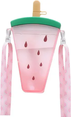Produktbild von Niedliche Wasserflasche mit Strohhalm, Eiscreme-Trinkflasche mit Schultergurt für Camping und Reisen