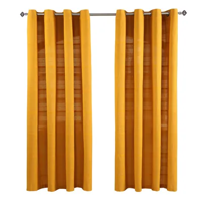 Image de HOMESCAPES Rajput Lot de 2 rideaux en coton, 167 x 228 cm, jaune moutarde