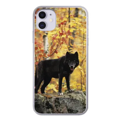 Produktbild von MuchoWow® Handyhülle Schutzhülle Hülle für iPhone 11 Wolf - Fels - Baum Silikon Softcase Handy Hülle - Handytasche