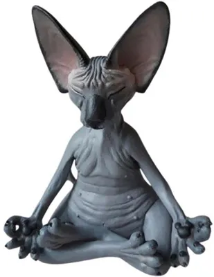 Productafbeelding van Meditierende kat beeldje, zwart kunstwerk van een yogakat, decoratie voor thuis