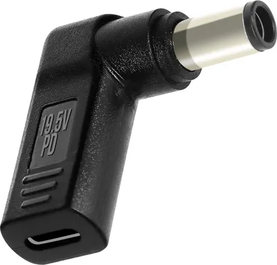 Produktbild von Avizar, Abgewinkelter Ladeadapter (USB-C auf 7.4 x 5.0mm) für Dell Notebooks, Schwarz