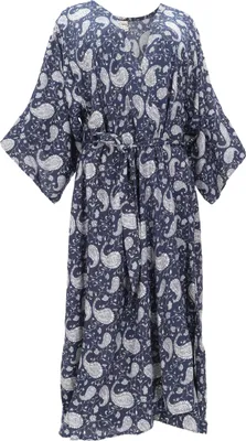Produktbild von Langer Kimono im Japan Style, Kimono Mantel, Kimonokleid - Blau/grau, Damen, Baumwolle, Kimono