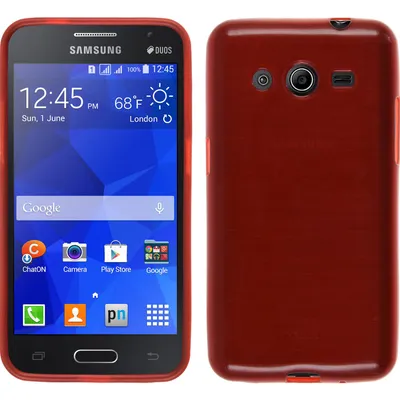 Produktbild von PhoneNatic Case kompatibel mit Samsung Galaxy Core 2 - rot Silikon Hülle brushed + 2 Schutzfolien