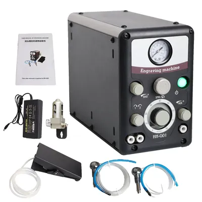 Zdjęcie produktu dla Pneumatyczna grawerka do biżuterii, regulowana prędkość 400-8000 obr/min, regulowane ciśnienie powietrza, 110V-220V