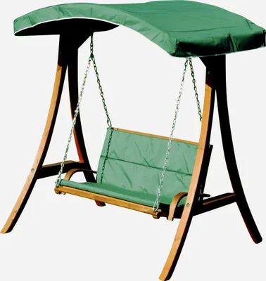 Produktbild von ALEOS Design Hollywoodschaukel Gartenschaukel Schaukelbank RIO aus Holz Lärche mit Dach und Polsterauflage grün