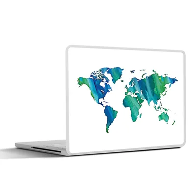 Produktbild von MuchoWow® Laptop Aufkleber Sticker Cover Weltkarte - Aquarell - Weiß 36.5x27.5 cm - Laptop-Sticker