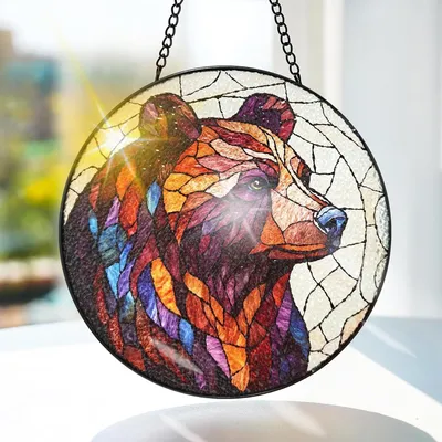 Obrázek produktu pro Skleněná dekorace na zavěšení, 20x20 cm, ručně vyrobený sluneční chytáč, vhodný na okno