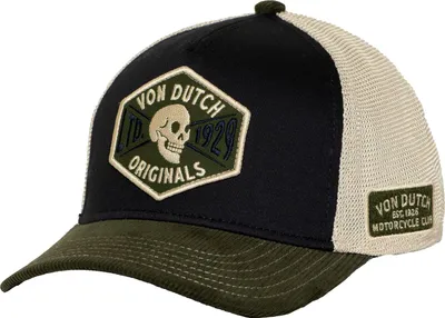 Produktbild von Von Dutch Originals Semi-Curved Trucker Cap - SKULL LTD. 1929 Olive