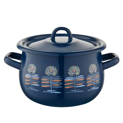 Produktbild von TOPF kochtopf mit Deckel GAS induktion EMAILLE dunkelblau SUPPENTOPF 3,5L