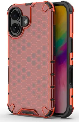 Produktbild von Mobigear Honeycomb iPhone 16 Plus Hülle Hardcase Backcover Stoßfest - Rot