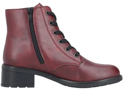 Imagen del producto de Zapatos de mujer Rieker, botas, zapatos de cordones, botas con cordones, color rojo, para uso casual