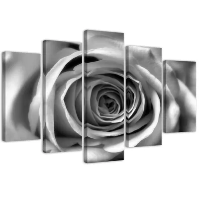 Immagine prodotto di Quadro in tela in 5 parti con motivo di fiori di rosa 150x100 cm Feeby grigio quadro pronto da appendere